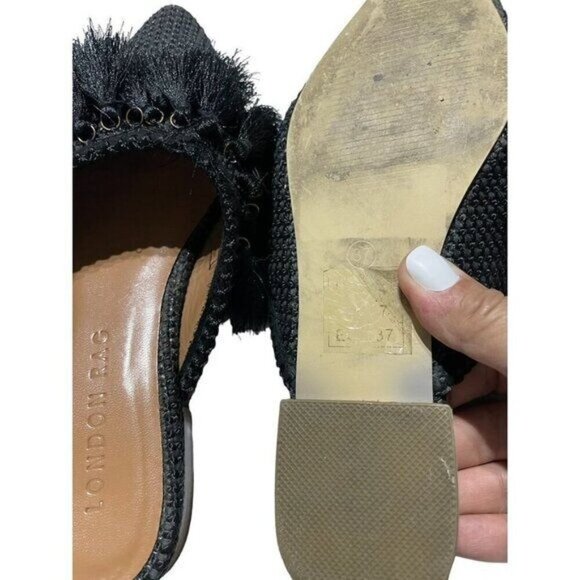 London Rag Tassel Black Classic Pointed Flats Size 37 - Picture 6 of 6
